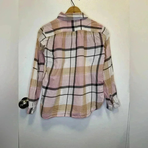Loft button down women’s blouse pink plaid The Softened Shirt size XS - Picture 2 of 9